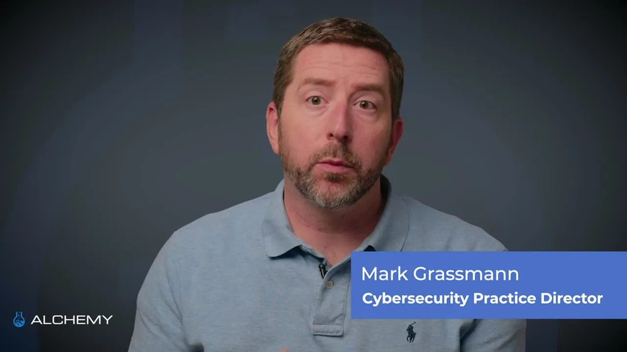 Mark Grassmann, Alchemy Cybersecurity Practice Director, speaking on camera